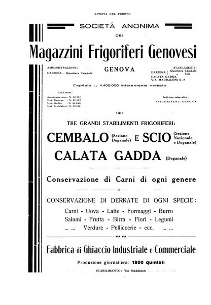 Rivista del freddo periodico mensile illustrato tecnico, scientifico, economico, commerciale