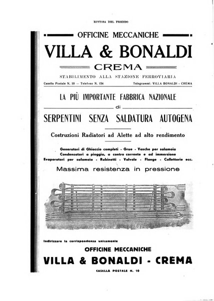 Rivista del freddo periodico mensile illustrato tecnico, scientifico, economico, commerciale