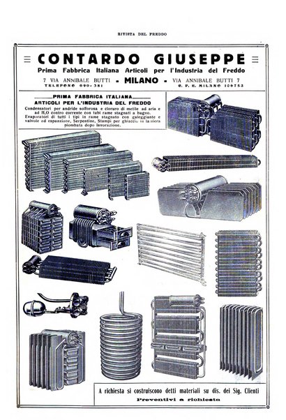 Rivista del freddo periodico mensile illustrato tecnico, scientifico, economico, commerciale