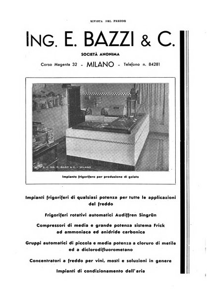 Rivista del freddo periodico mensile illustrato tecnico, scientifico, economico, commerciale