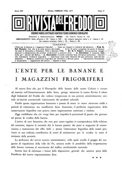 Rivista del freddo periodico mensile illustrato tecnico, scientifico, economico, commerciale