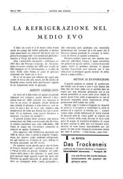 Rivista del freddo periodico mensile illustrato tecnico, scientifico, economico, commerciale