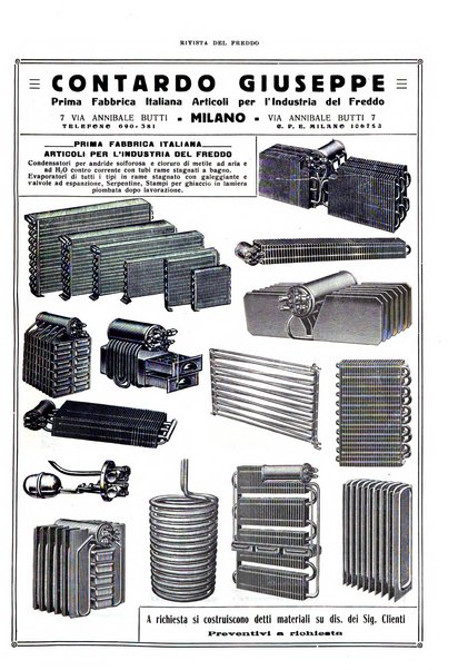 Rivista del freddo periodico mensile illustrato tecnico, scientifico, economico, commerciale