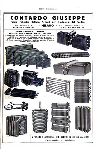 Rivista del freddo periodico mensile illustrato tecnico, scientifico, economico, commerciale