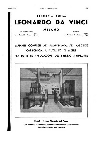 Rivista del freddo periodico mensile illustrato tecnico, scientifico, economico, commerciale