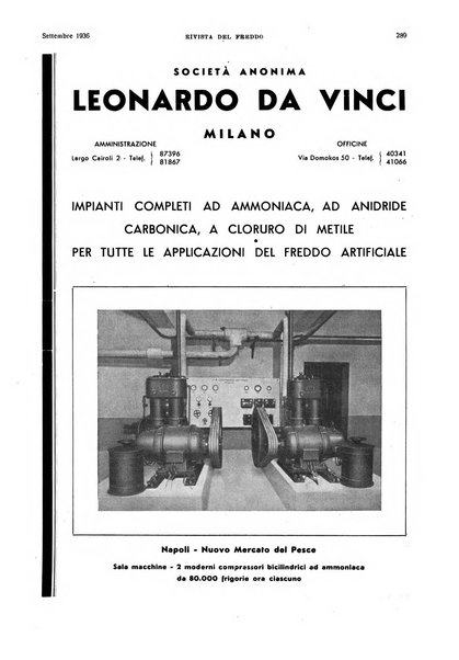 Rivista del freddo periodico mensile illustrato tecnico, scientifico, economico, commerciale