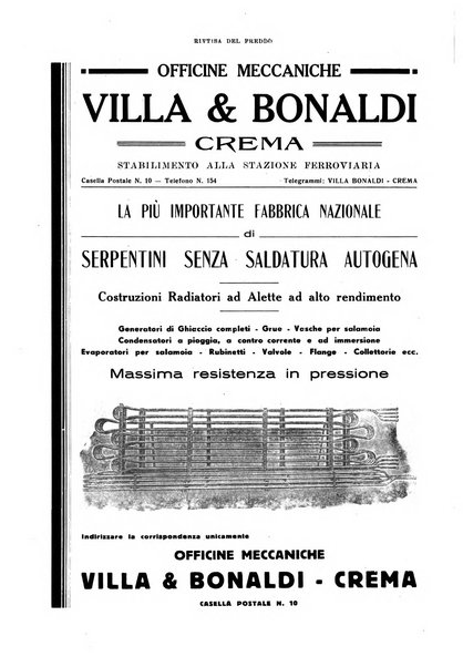 Rivista del freddo periodico mensile illustrato tecnico, scientifico, economico, commerciale