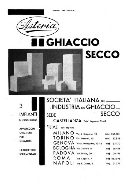 Rivista del freddo periodico mensile illustrato tecnico, scientifico, economico, commerciale