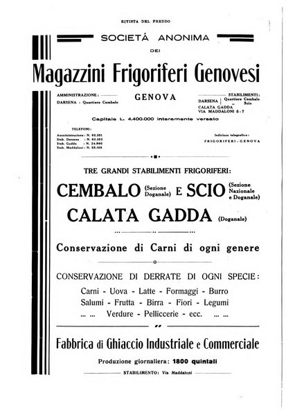 Rivista del freddo periodico mensile illustrato tecnico, scientifico, economico, commerciale