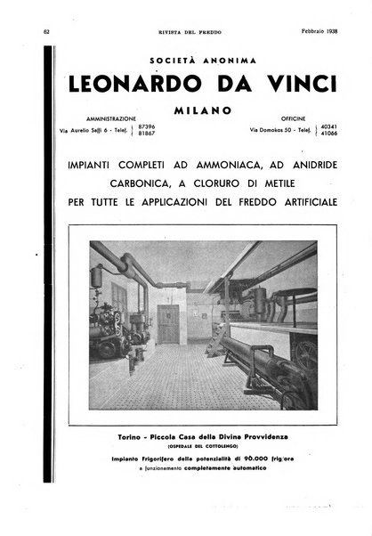 Rivista del freddo periodico mensile illustrato tecnico, scientifico, economico, commerciale