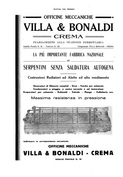 Rivista del freddo periodico mensile illustrato tecnico, scientifico, economico, commerciale