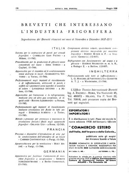 Rivista del freddo periodico mensile illustrato tecnico, scientifico, economico, commerciale