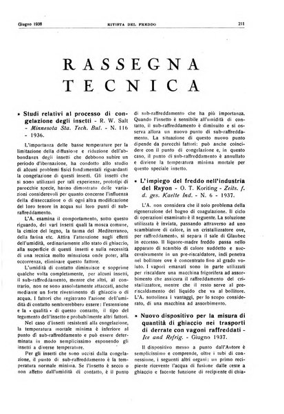 Rivista del freddo periodico mensile illustrato tecnico, scientifico, economico, commerciale