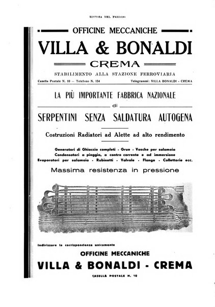 Rivista del freddo periodico mensile illustrato tecnico, scientifico, economico, commerciale