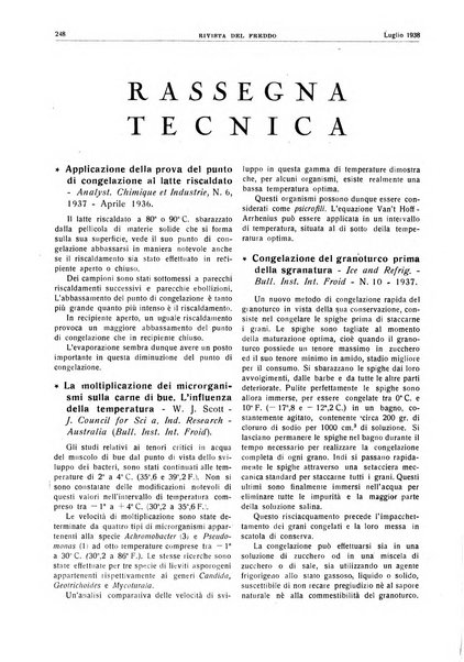 Rivista del freddo periodico mensile illustrato tecnico, scientifico, economico, commerciale