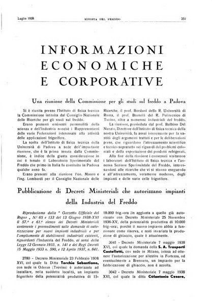 Rivista del freddo periodico mensile illustrato tecnico, scientifico, economico, commerciale