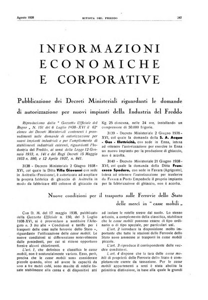 Rivista del freddo periodico mensile illustrato tecnico, scientifico, economico, commerciale