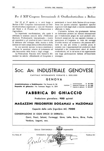 Rivista del freddo periodico mensile illustrato tecnico, scientifico, economico, commerciale