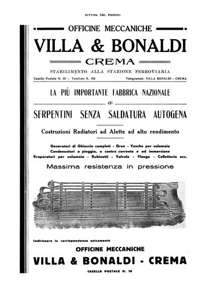 Rivista del freddo periodico mensile illustrato tecnico, scientifico, economico, commerciale