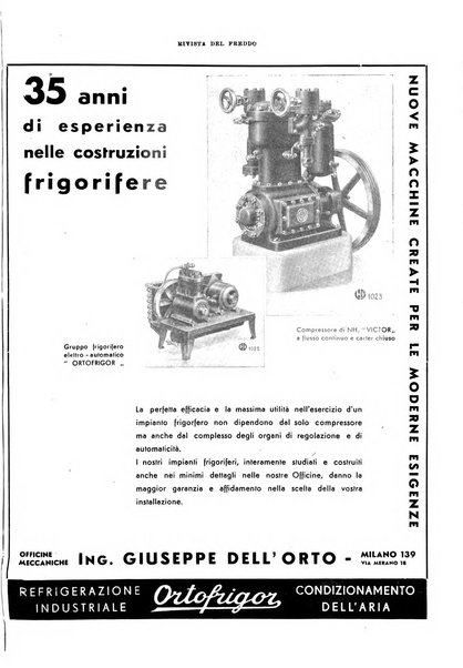 Rivista del freddo periodico mensile illustrato tecnico, scientifico, economico, commerciale