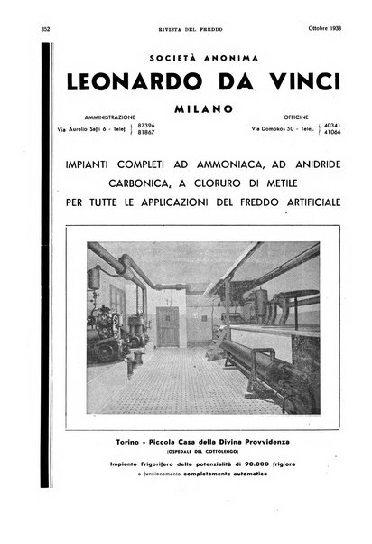 Rivista del freddo periodico mensile illustrato tecnico, scientifico, economico, commerciale