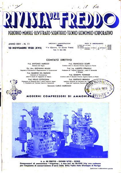 Rivista del freddo periodico mensile illustrato tecnico, scientifico, economico, commerciale