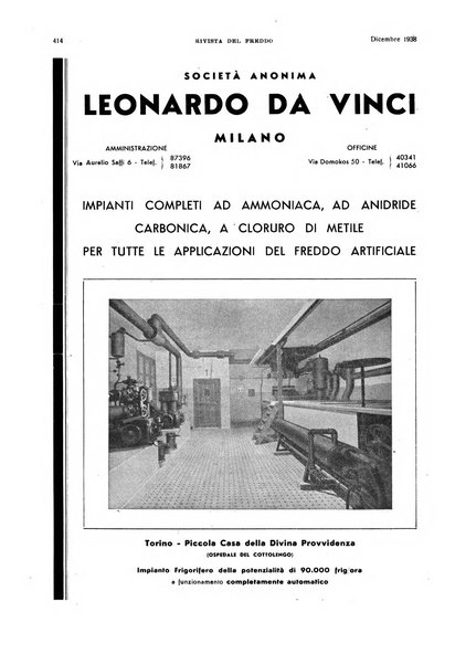 Rivista del freddo periodico mensile illustrato tecnico, scientifico, economico, commerciale