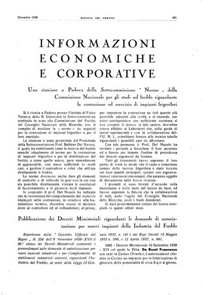 Rivista del freddo periodico mensile illustrato tecnico, scientifico, economico, commerciale