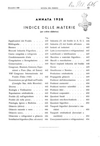 Rivista del freddo periodico mensile illustrato tecnico, scientifico, economico, commerciale