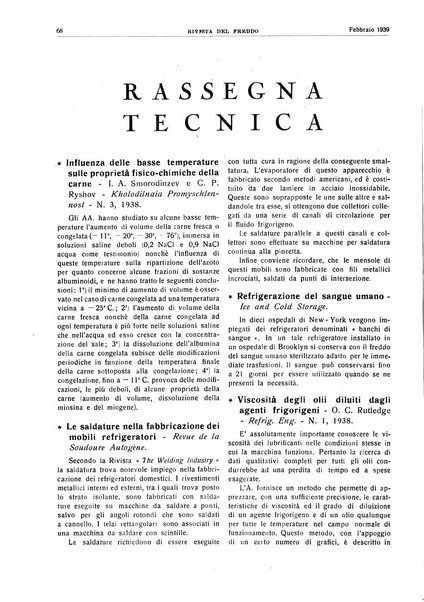 Rivista del freddo periodico mensile illustrato tecnico, scientifico, economico, commerciale