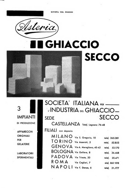 Rivista del freddo periodico mensile illustrato tecnico, scientifico, economico, commerciale