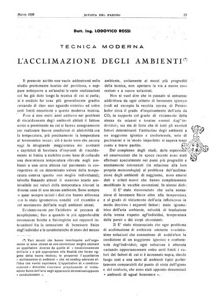 Rivista del freddo periodico mensile illustrato tecnico, scientifico, economico, commerciale