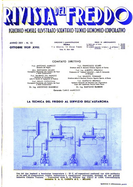 Rivista del freddo periodico mensile illustrato tecnico, scientifico, economico, commerciale