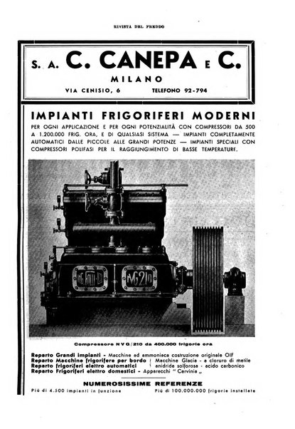 Rivista del freddo periodico mensile illustrato tecnico, scientifico, economico, commerciale