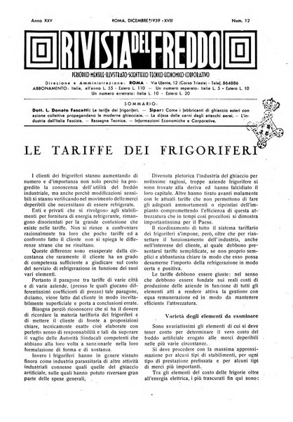 Rivista del freddo periodico mensile illustrato tecnico, scientifico, economico, commerciale