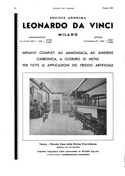 Rivista del freddo periodico mensile illustrato tecnico, scientifico, economico, commerciale