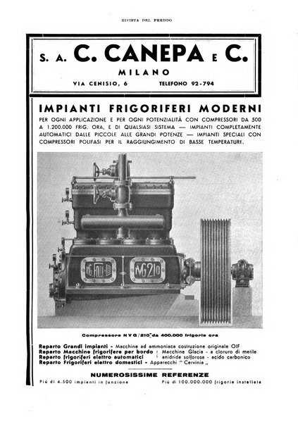 Rivista del freddo periodico mensile illustrato tecnico, scientifico, economico, commerciale