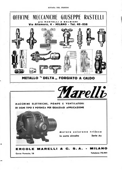 Rivista del freddo periodico mensile illustrato tecnico, scientifico, economico, commerciale