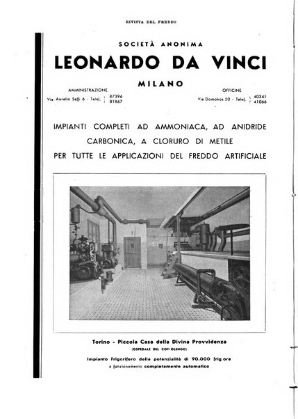 Rivista del freddo periodico mensile illustrato tecnico, scientifico, economico, commerciale