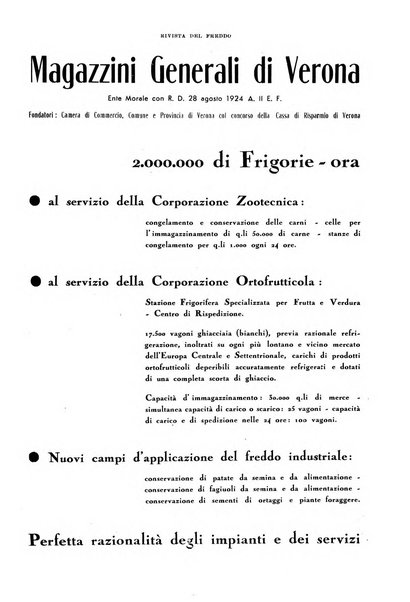 Rivista del freddo periodico mensile illustrato tecnico, scientifico, economico, commerciale