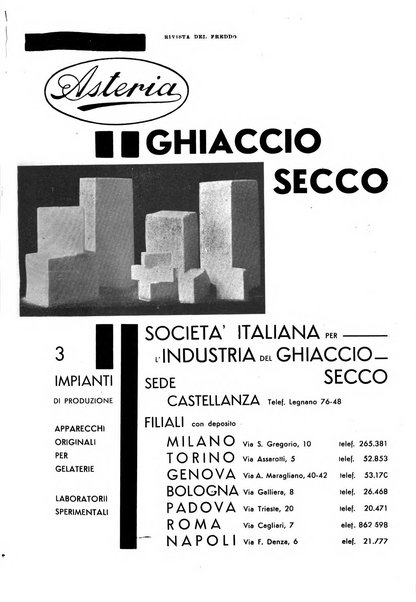 Rivista del freddo periodico mensile illustrato tecnico, scientifico, economico, commerciale