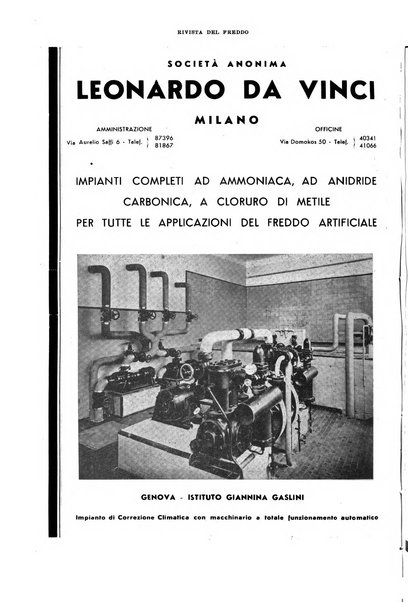 Rivista del freddo periodico mensile illustrato tecnico, scientifico, economico, commerciale