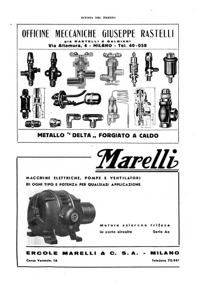 Rivista del freddo periodico mensile illustrato tecnico, scientifico, economico, commerciale