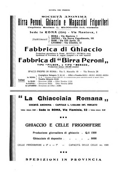 Rivista del freddo periodico mensile illustrato tecnico, scientifico, economico, commerciale