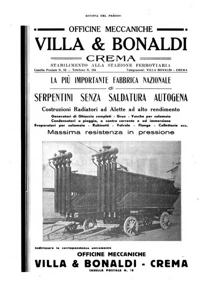 Rivista del freddo periodico mensile illustrato tecnico, scientifico, economico, commerciale