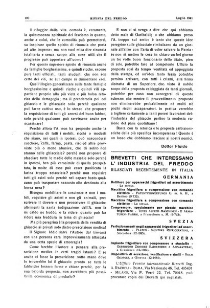 Rivista del freddo periodico mensile illustrato tecnico, scientifico, economico, commerciale