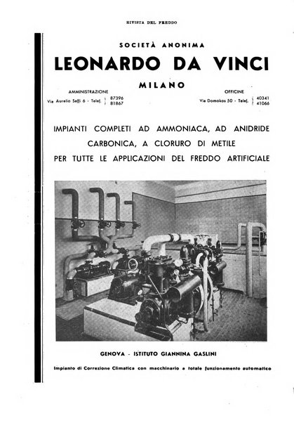 Rivista del freddo periodico mensile illustrato tecnico, scientifico, economico, commerciale