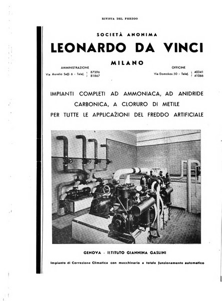 Rivista del freddo periodico mensile illustrato tecnico, scientifico, economico, commerciale