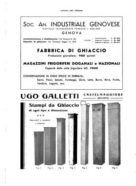 Rivista del freddo periodico mensile illustrato tecnico, scientifico, economico, commerciale