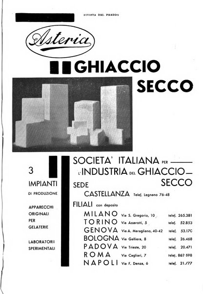 Rivista del freddo periodico mensile illustrato tecnico, scientifico, economico, commerciale